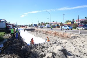 East Coast widening: Road expansion at Montrose, East Coast Demerara ongoing yesterday.  