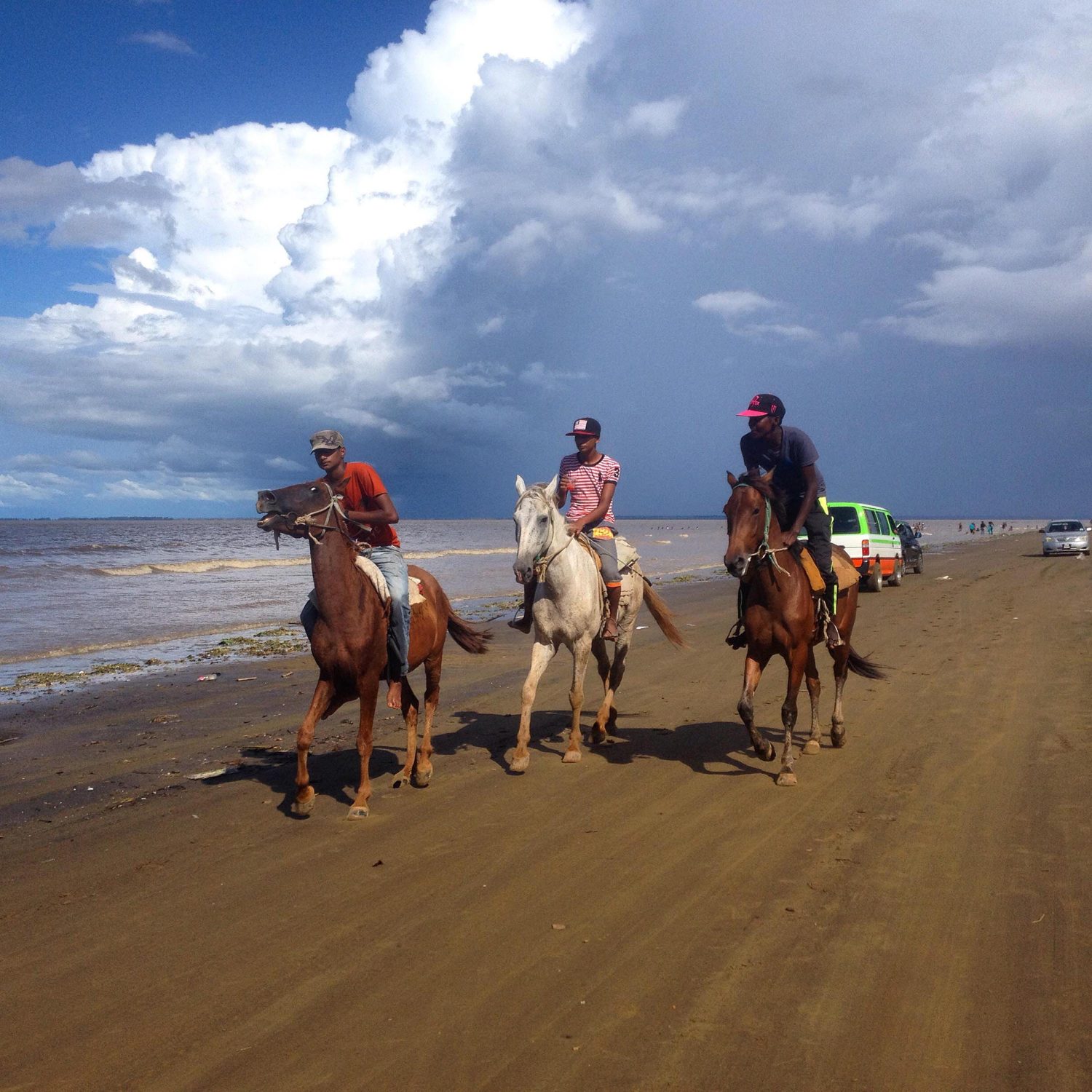 An afternoon of horseback riding along the 63 Beach in Berbice (Photo by Mariah Lall)