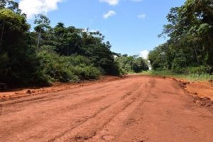 A section of the road, connecting Port Kaituma to Matthews Ridge, which is undergoing rehabilitative work (Department of Public Information Photo)