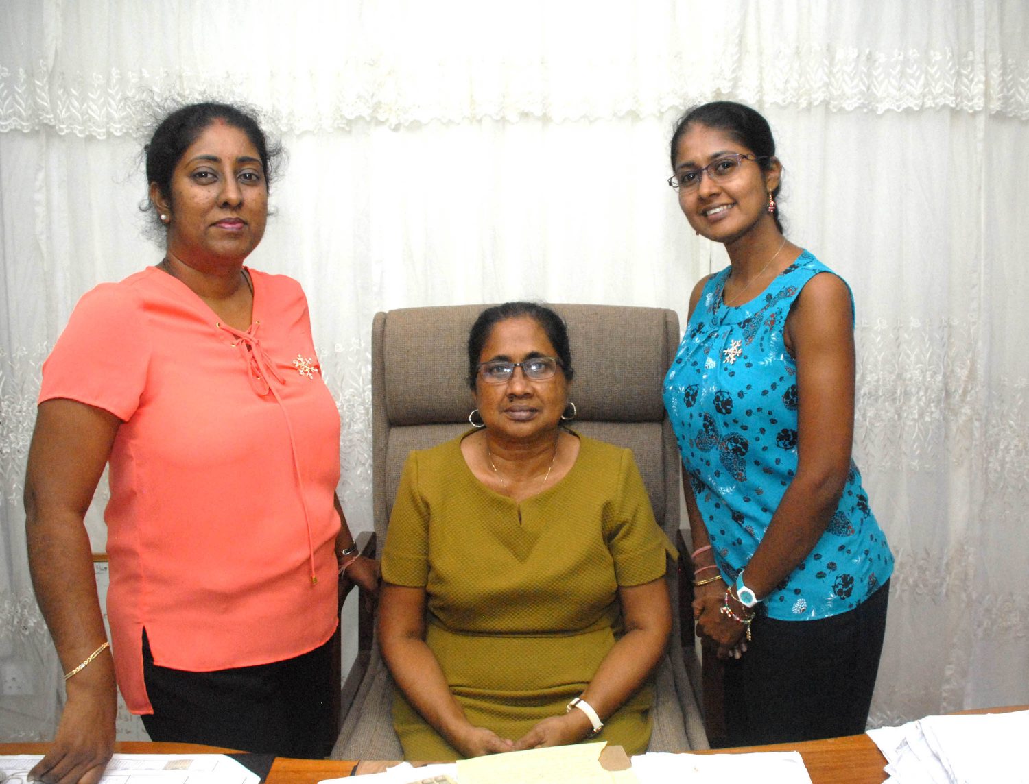 The Denmor management triumvirate Serojinee (left) and Upasna flanking their mother Fatma Sultan Mudlier