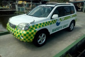 The branded GWI Safety Unit vehicle.

