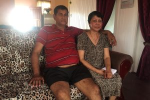 Manbodh Shivram and Kamala Shivram in their Eccles, East Bank Demerara home yesterday. 