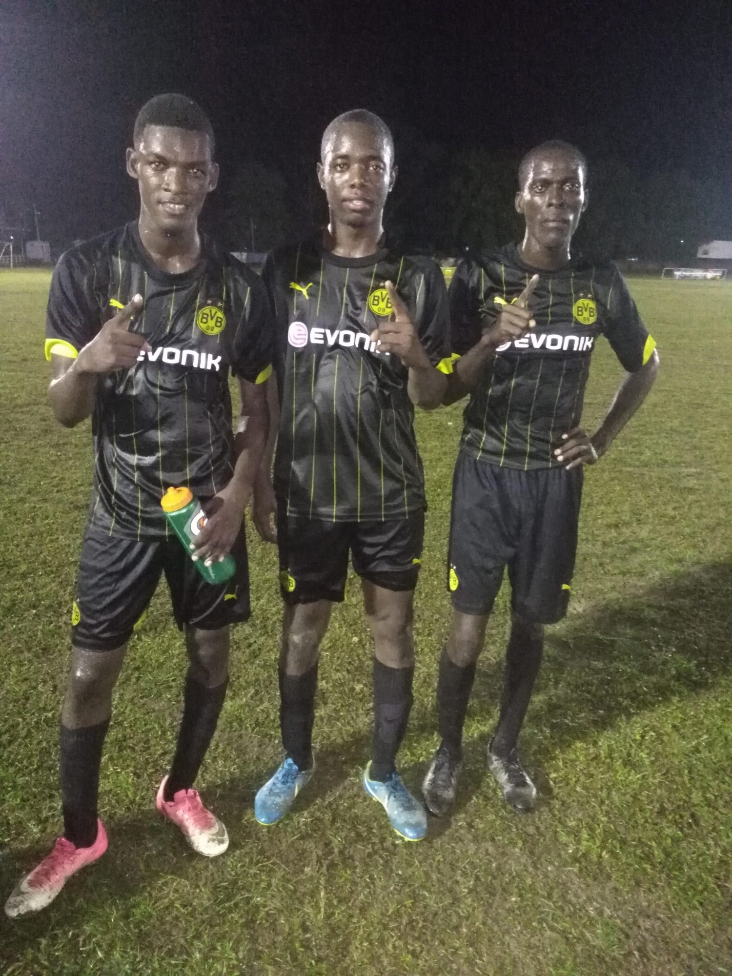 Silver Shattas goal scorers from left to right-Damion Williams, Jermaine Samuels and Robin Adams 