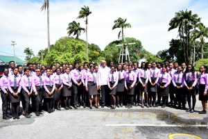 President David Granger and the Bertram Collins College of the Public Service’s graduating class of 2017 (Ministry of the Presidency photo)