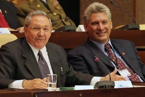 Raul Castro (left) and Miguel Diaz-Canel