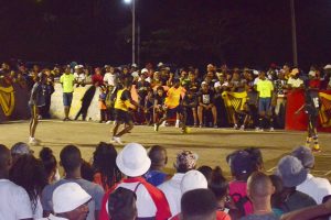Flashback-Scenes from Festival City (yellow) and North East La Penitence clash at the National Cultural Center in the Guinness ‘Greatest of the Streets’ Georgetown Championship.