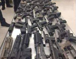The guns seized at the Miami International Airport in Florida, United States that were destined for Jamaica. (Photo: CCU)
