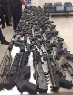 The guns seized at the Miami International Airport in Florida, United States that were destined for Jamaica. (Photo: CCU)
