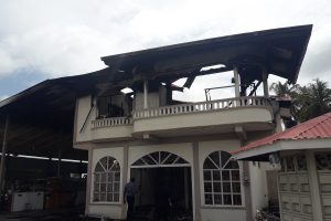 The burnt remains of the property that once housed K Persaud General Store and Auto Sales at Clifton Village, Corentyne