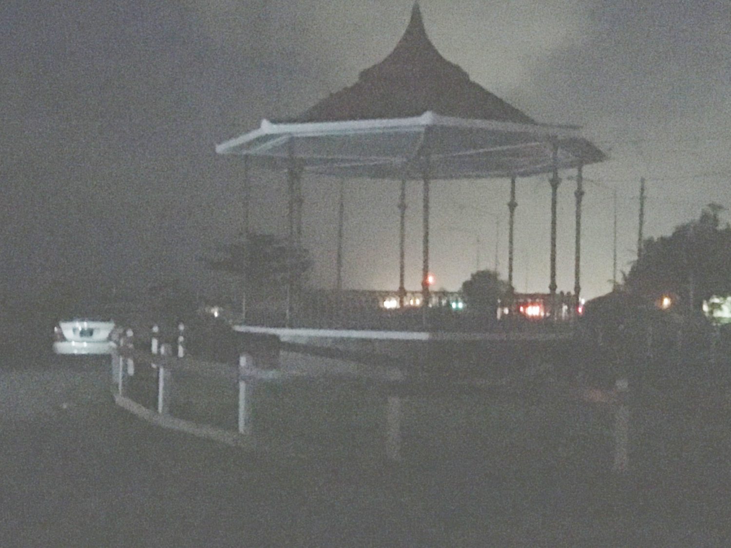 The Kingston seawall bandstand in total darkness last Thursday night
