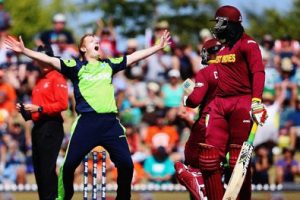 FLASHBACK: Ireland’s Kevin O’Brien celebrates another West Indies wicket during their surprise win at the 2015 ICC World Cup
