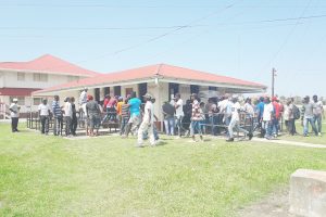 The former sugar workers gathered for their severance
