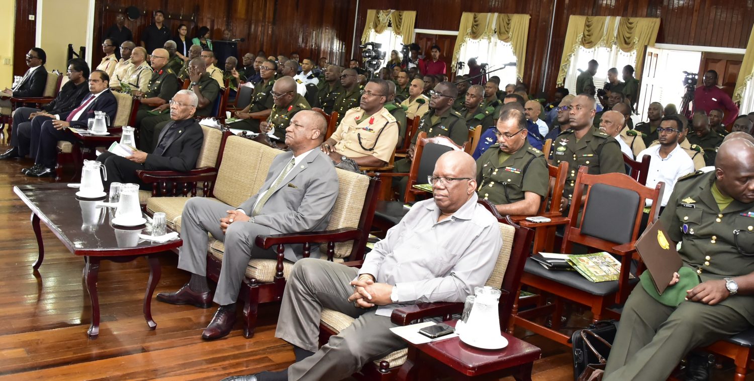 President David Granger (third from right in front row)  at the conference. (Ministry of the Presidency photo)