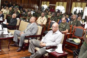 President David Granger (third from right in front row)  at the conference. (Ministry of the Presidency photo)