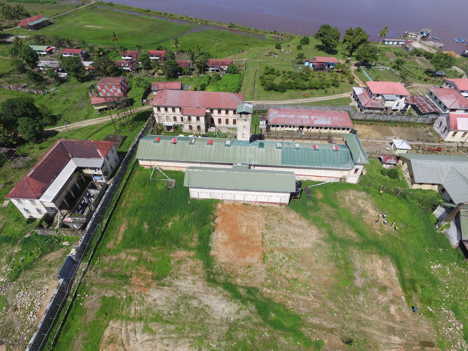 An overhead view of the Mazaruni Prison. The works on the prison include the renovation of the Bachelors’ Quarters, trade shop, the dormitories, living quarters, spinster quarters and the senior bachelors’ quarters at the prison. (Department of Public Information photo)