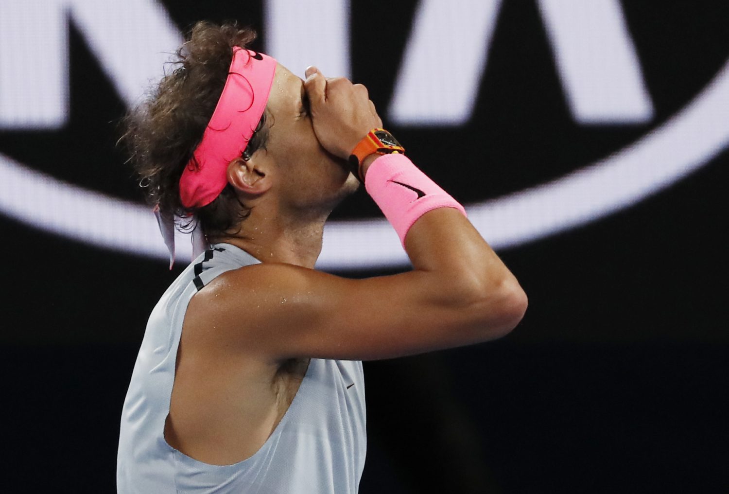 Tennis – Australian Open – Quarterfinals – Rod Laver Arena, Melbourne, Australia, January 23, 2018. Spain’s Rafael Nadal reacts during his match against Croatia’s Marin Cilic. REUTERS/Issei Kato