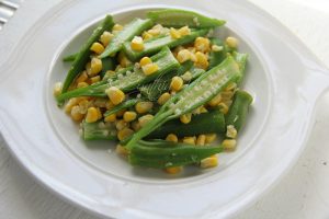 Steamed Okra and Corn for a salad (Photo by Cynthia Nelson)
