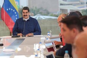 Venezuela’s President Nicolas Maduro attends a meeting with the Political High Command of the Revolution and General Staff of the Venezuela’s United Socialist Party (PSUV) in Caracas, Venezuela January 27, 2018. Miraflores Palace/Handout via REUTERS