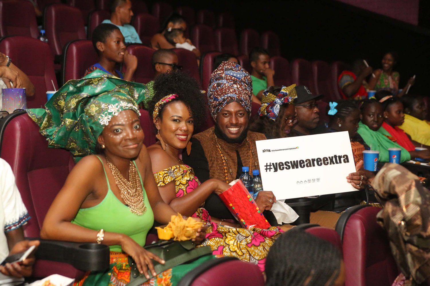 In defiance of critics who have declared responses to the movie as “too extra” these fans, part of a 60 person contingent from the African Cultural and Development Association (ACDA), owned their response and declared “#yesweareextra”