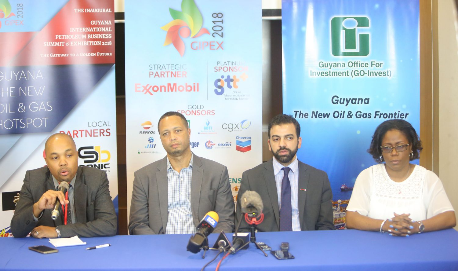 From left to right, Chris Chapwanya, Director of Sagacity Media, the local public relations partner; Owen Verwey, Head of Go-Invest; Shariq Abdulhai, Director of Valiant Business Media Group of the United Kingdom and Joanna Homer, Attorney for Ministry of Natural Resources. 