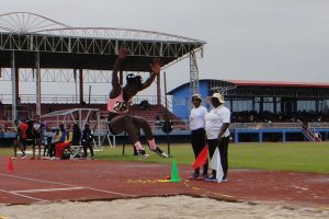  Chantoba Bright leaps her way to the CARIFTA Games qualifying standard. (Orlando Charles photo)