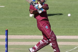  Left-handed opener Evin Lewis was one of just two batsman in double figures. (photo courtesy of Cricket West Indies media) 