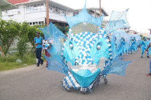 The Graham’s Hall Primary float, which was made to look like Guyana’s Arapaima. It won 1st place in its category