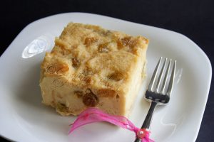 Bread Pudding with Punch de Creme custard baked in a water bath (Photo by Cynthia Nelson)