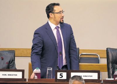 Minister in the Office of the Attorney General and Legal Affairs and Minister in the Office of the Prime Minister, Stuart Young during yesterday’s sitting of the senate.