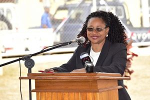 Chancellor of the Judiciary (Ag.), Justice Yonette Cummings-Edwards delivering remarks at the opening of the Rupununi Magisterial District  (Ministry of the Presidency photo)
