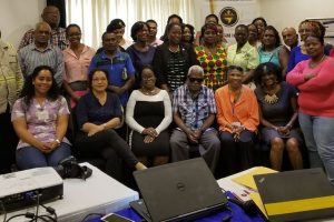 The social development workers along with representatives of the Guyana Goldfields / Aurora Gold Mine Inc., at Wednesday’s networking event.