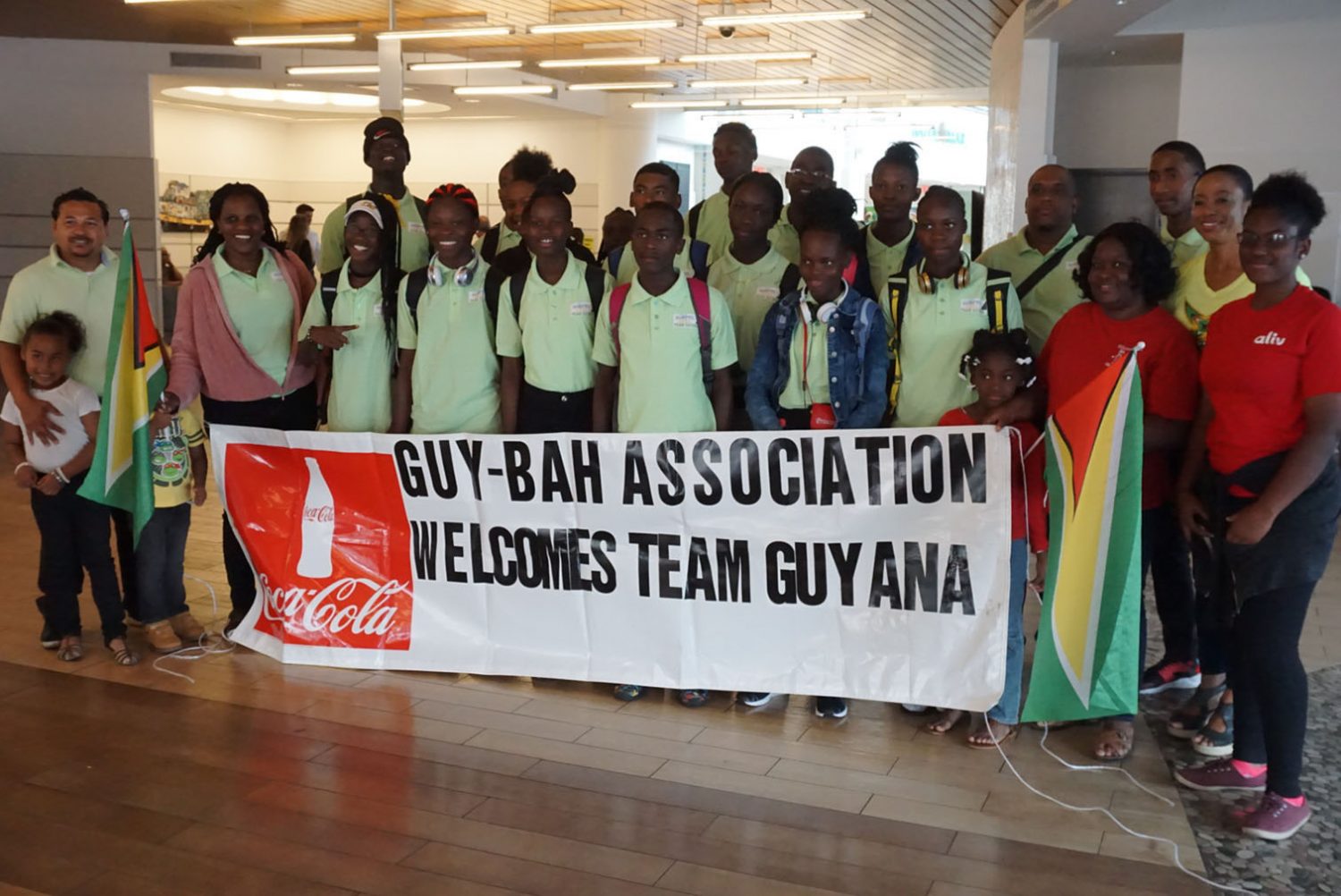 Guyana’s contingent received a warm welcome from the GUY-BAH Association upon its arrival yesterday at the Lynden Pindling International Airport in Nassau, Bahamas.