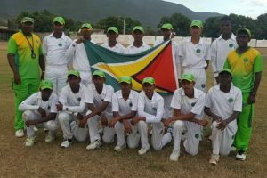 Guyana’s Under-15 team celebrates their second victory in as many matches