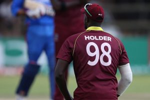 West Indies captain Jason Holder rues another missed chance as his side slip to defeat against Afghanistan. (Photo courtesy ICC Media) 