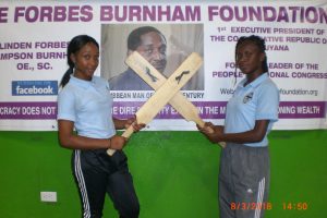 Aisha Carmichael (left) and Juliana Williamson led Kuru Kuru College to victory over Brickdam Secondary.