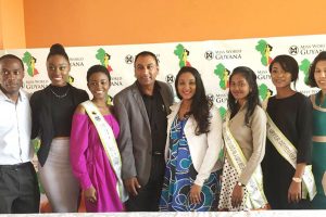 Aleem Khan of Next Generation Global Group, who is handling marketing and promotion, is at centre with Managing Director of the Miss World Guyana Organisation Roshini Boodhoo. They are surrounded by other members of the Miss World Guyana Organisation team and some of the regional ambassadors from last year’s pageant.