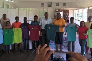 Stakeholders, sponsors, organisers and a few players pose with the right different colored jerseys they will be using for the tournament.
