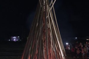 Holika being burnt last night by the Guyana Hindu Dharmic Sabha in preparation for today’s Phagwah celebrations.