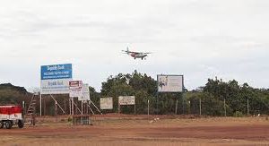 A plane landing at the Lethem Airport.