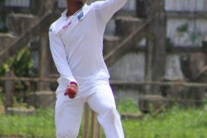 Guyana Jaguars first-class skipper Leon Johnson turned his arm over and grabbed a five for against MSC (Royston Alkins photo)
