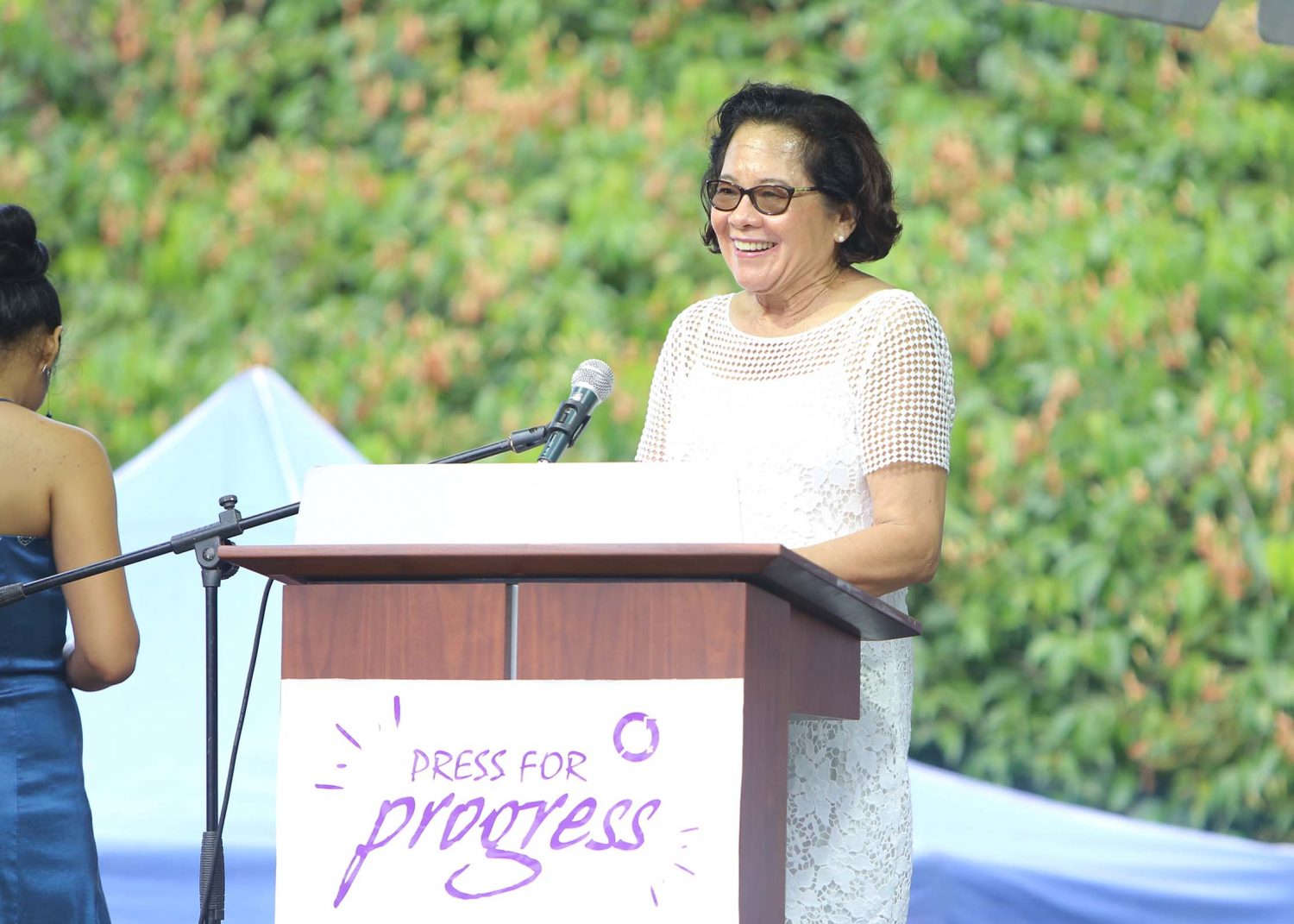 First Lady Sandra Granger delivering the feature address at Saturday’s International Women’s Day Concert and Expo hosted by the High Commission of Canada in collaboration with the Ministry of Social Protection 