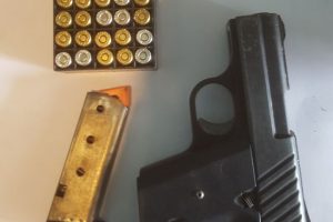 The semi-automatic pistol and ammunition that was found.