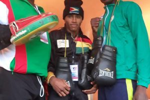 Guyana’s boxers, Keevin Allicock (bantamweight) and Colin Lewis (light welterweight) will spring into action today in the quarterfinal round of the CAC Qualifiers currently underway in Tijuana, Mexico. The duo are seen here posing with Coach, Terrence Poole.