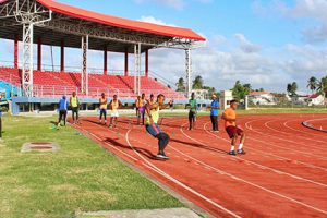 Scenes from the recently concluded GFF First Quarterly Referees Fitness Test on Saturday March 24th at the National Track and Field Centre, Leonora.