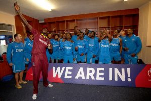 The West Indies team celebrates their qualification for next year’s ICC World Cup competition in England. (Photo courtesy ICC website)