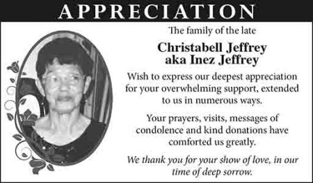 Christabell Jeffrey Thank You