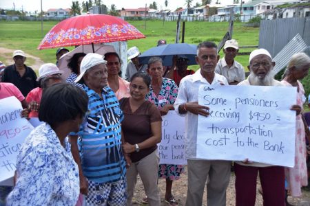 Some of the pensioners during the protest outside of the LBI Community Centre yesterday.
