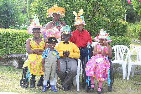 Well-dressed: This year’s contingent from the Ptolemy Reid Rehabilitation Centre at the annual Inner Wheel Hat Show on Saturday at the Promenade Gardens.