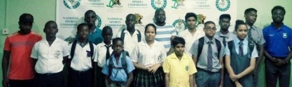 President of the Guyana Chess Federation James Bond (back, centre) with the Junior Carifta Chess Team before they departed for Suriname recently. The overseas sojourn follows the hosting of National Junior Championship last month.
