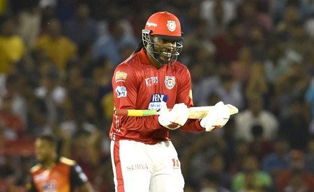 West Indies batting star Chris Gayle celebrates his 21st Twenty20 century on Thursda